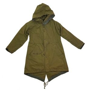 Women's J Crew Military Full Zip Hooded Jacket Fishtail